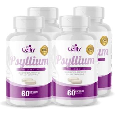 Imagem de Kit Com 04 - Psyllium 60 Cápsulas de 500mg Celliv - Celliv 