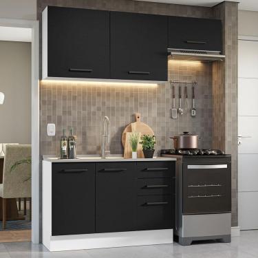 Imagem de Armário De Cozinha Compacta 180cm Branco/preto Agata Madesa