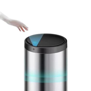 Imagem de Lixeira Automática Redonda Em Aço Inox 50 Litros Com Sensor
