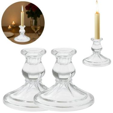Imagem de 2 Castiçais Porta Vela Decorativo em Vidro Design Sofisticado - Freeco