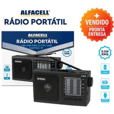 Imagem de Radio Portátil Recarregável Am/ Fm/ Sw/ Bluetooth/ Usb e Cartão Alface