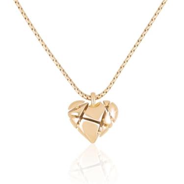 Imagem de DoDoBeads Colar com pingente de coração reforjado, pingente de latão maciço banhado a ouro real 18K, símbolo de resiliência e força, presente inspirador para mulheres, joias de incentivo e cura com