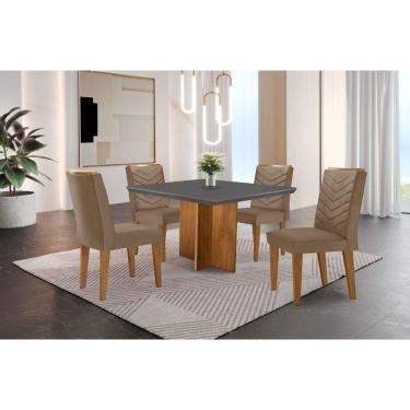 Imagem de Conjunto Mesa Olímpia Em Mdf Com 4 Cadeiras Liz Moderna Vel. Capuccino Grafite Imbuia