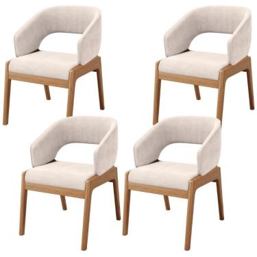 Imagem de Kit 04 Cadeiras De Jantar E Estar Living Estofada Lince L02 Suede Bege - Lyam Decor