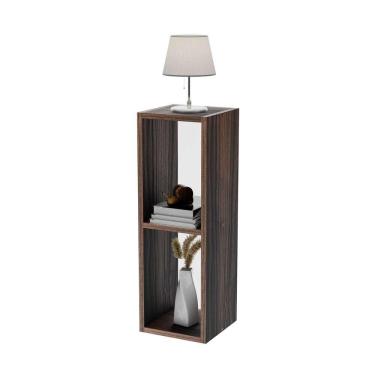 Imagem de Mesa De Cabeceira Pequena 20x20x60cm Diamante Nogal (madeira Escura) Quarto Sala