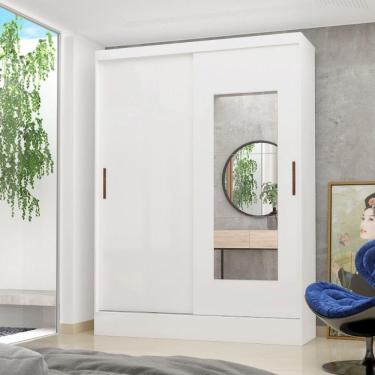 Imagem de Guarda-roupa Belem 2 Portas De Correr 2 Gavetas Com Espelho Branco