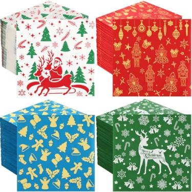 Imagem de Glenmal 600 guardanapos de papel de Natal 12,7 cm x 12,7 cm descartáveis 2 camadas guardanapo de jantar decoupage floco de neve coquetel bebida de férias para decoração de Natal suprimentos de festa