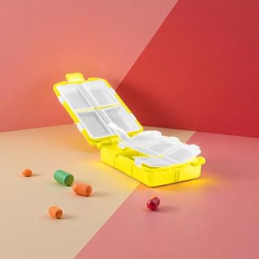 Imagem de Caixa de comprimidos de plástico PP, caixa de embalagem semitransparente de 2 camadas com 10 grades, caixa de armazenamento portátil para viagens e viagens