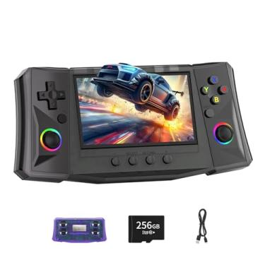 Imagem de FVBADE 【50000 in 1 R50S Ultra Handheld Game Console 5.5 inch IPS Screen Mini Retro Console 4000mAh Portable Pocket Arcade 45+ Mainstream Emulator 256G TF Card Transparent(Black)