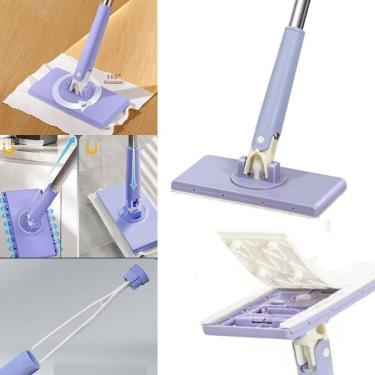 Imagem de Rodo Mop Articulado Mini Ajustavel Inox Multifuncional Limpa Vidros Varredor Piso Porcelanato Azulejo Rodinho Limpeza