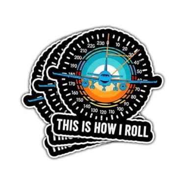 Imagem de (3 peças) Adesivos engraçados de aviação – This is How I Roll Airplane Attitude Indicator Vinyl Decalques para pilotos, estudantes de voo, amantes de aviação e entusiastas de aviões