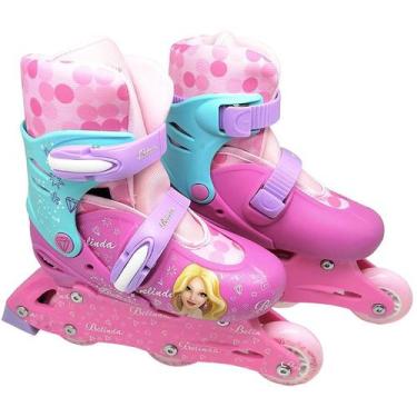 Imagem de Patins 2 em 1 ajustável tamanho 31-34 Belinda - DM BRASIL, Rosa, 31-34