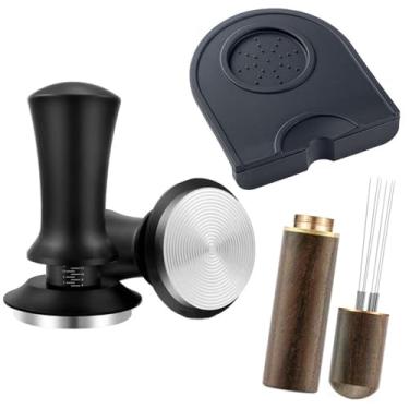 Imagem de LeLehome Conjunto de adulteração de café expresso de 51 mm, calcadeira de café com mola calibrada com agitador de ferramentas WDT, tapete de silicone antiderrapante, kit de barista para máquina de