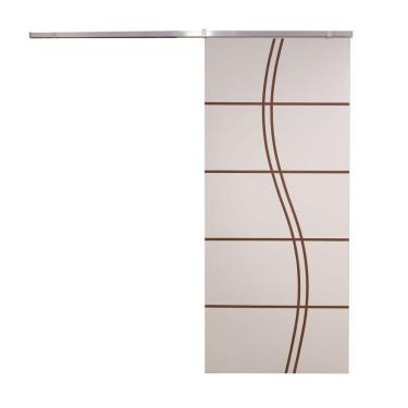 Imagem de Porta De Correr Branco Prime Frisada Kit Alumínio Fs Duplo - 210x90