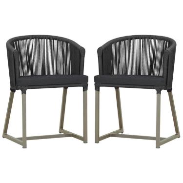 Imagem de 2 Cadeiras De Jantar Noronha Fendi Corda Nautica E11 Trama Preto