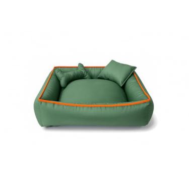 Imagem de Cama Pet Aconchego 60x60 Caminha Para Cachorro/Gato Tamanho Médio/Grande Com Zíper Lavável Super Macia(Verde)