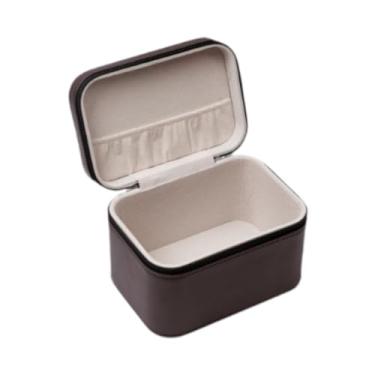 Imagem de simhoa Caixa organizadora de joias, porta-pulseiras e porta-joias portátil com fecho de zíper para viagens e feiras, CafÉ
