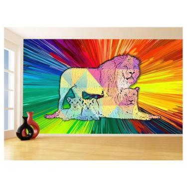 Imagem de Papel De Parede Animais Pop Art Familia Leões 3,5M Pxa400 - Você Decor