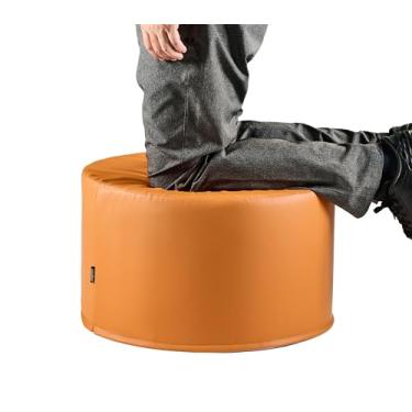 Imagem de Weaverlane Pufe de espuma de alta densidade para sala de estar, quarto, sala de jogos, apoio para os pés cheio de espuma para sofá, assentos extras, decoração de casa, grande, resistente (laranja
