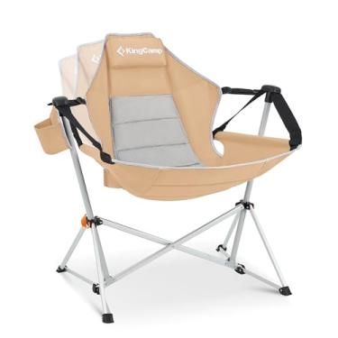 Imagem de KingCamp Cadeira de acampamento de rede, cadeiras de acampamento dobráveis portáteis para adultos, 181 kg, resistente, dobrável, com suporte de copo com moldura de liga de alumínio, para esportes ao