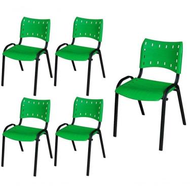 Imagem de Cadeira Iso Base Preto , Escritório Verde Kit 5 Un