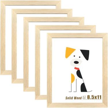 Imagem de LUCKYLIFE Porta-retrato de 21 x 28 cm, molduras de madeira natural maciça com acrílico acrílico, moldura para pendurar na parede e mesa, conjunto de 5