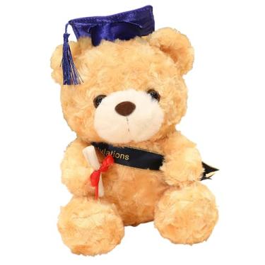 Imagem de Urso de pelúcia para presente de formatura | Urso de formatura 2022 com chapéu, bicho de pelúcia com boné de graduação, para graduados universitários do ensino médio