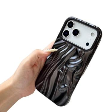 Imagem de Capa de celular luxuosa com textura amassada para iPhone 17 Air, 17, 16e, 15, 14 Plus, 13, 12, 11 Pro Max, cor sólida fosca, preta, para iPhone 16e