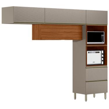 Imagem de Cozinha Modulada 3 Pecas 270 Cm Mdf Dp2702 Nogueira Nude Prime Demartez Nogueira Nude Prime