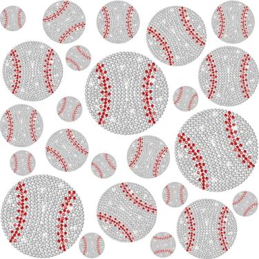 Imagem de FineCheer 24 peças de apliques de strass de beisebol bling baseball strass cristal aplique para artesanato DIY acessórios de decoração para roupas jeans chapéus camiseta mochila bolsa de maquiagem