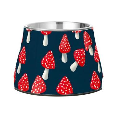 Imagem de SEHANY Tigelas para cães de ervas e cogumelos antiderrapante de aço inoxidável com fundo de borracha para evitar tombamento, tigelas elevadas para comida e água quadriculadas para cães e gatos