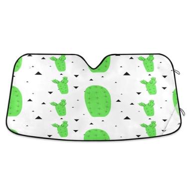 Imagem de SEHANY Pára-brisa de carro cacto planta verde para-sol dobrável janela frontal protetor de viseira solar para carro, SUV, caminhão - Mantenha o veículo fresco, 133 x 23,5 polegadas