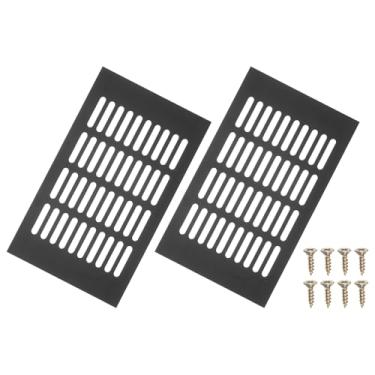 Imagem de PATIKIL 2 peças de tampa de ventilação de porta de 25 x 15 cm, capa de ventilação de grade de alumínio com parafusos de montagem para porta de teto de armário de guarda-roupa, preto