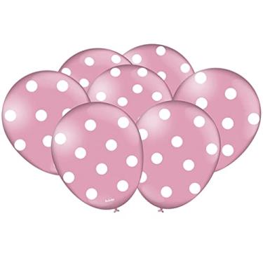 Imagem de Bbalão Decorado De Látex 9" Estcolor Poa Rosa Claro/Branco 1X25