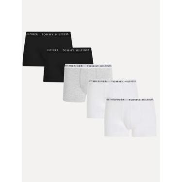 Imagem de Cueca Tommy Hilfiger Cotton Boxer Trunk Preta/ Branca/ Cinza Pack 5UN 