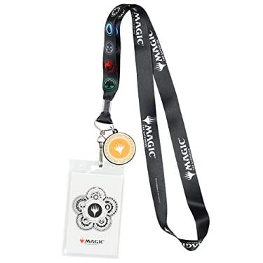 Imagem de Cordão de crachá de identificação com símbolos Mana Magic The Gathering com pingente de borracha simples