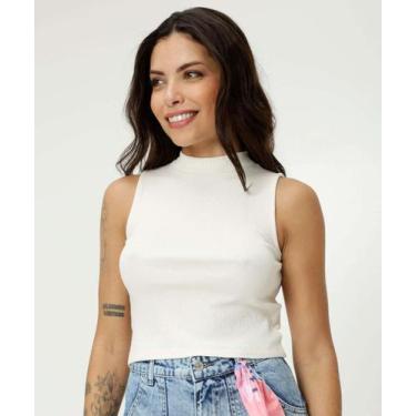 Imagem de Blusa Regata Feminina Canelada Marisa-50365, Off white, G