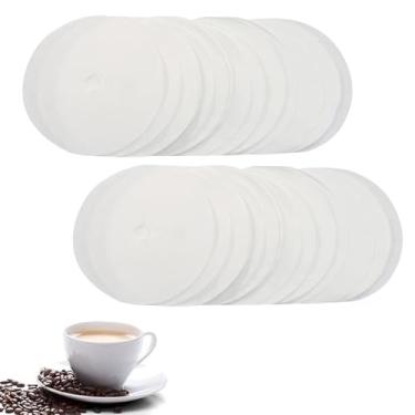 Imagem de Waziaqoc Filtros de café redondos naturais crus, 300 unidades, 9,5 cm, filtros de papel descartáveis para cafeteira, acampamento, uso em casa, escritório, branco