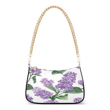 Imagem de CEBUGI Bolsas transversais femininas bolsa de ombro flores lilás bolsa clutch elegante com alça de corrente