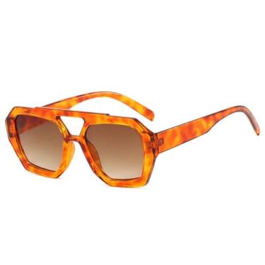 Imagem de Óculos de Sol Femininos com Ponte Dupla em Cores Doces, Proteção UV400 e Design Masculino para Esportes ao Ar Livre, Corrida e Ciclismo, Lentes em Degradê Âmbar e Chá