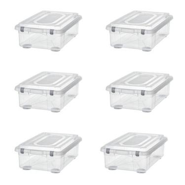 Imagem de Kit 6 Caixa Plastica Organizadora 28 Litros Baixa Sanremo