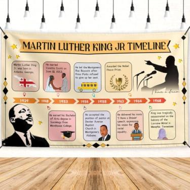 Imagem de Martin Luther King Banner MLK Day Backdrop Sign Decoração afro-americana Martin Luther King Jr. Decorações para festa em casa