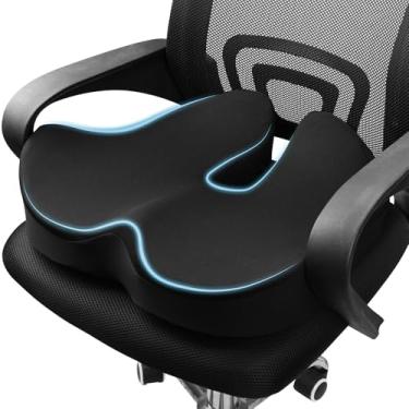 Imagem de Almofada de espuma viscoelástica para cadeira de rodas, alivia a dor no cóccix, necessária para pessoas que ficam sentadas por um longo tempo para evitar escorregões e reduzir a pressão, adequada para