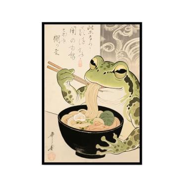 Imagem de Arte de parede em tela de gato preto engraçado vintage japonês gato comendo ramen imagem única amante de gatos para decoração de parede de cozinha e sala de jantar (SKU7,12 x 45,7 cm = (30 x 45 cm