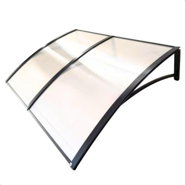 Imagem de Toldo Policarbonato 100x70 cm Modular Cobertura Proteção Portas e Janelas, Ideal para Portas e Janelas(Preto c/Translucido)