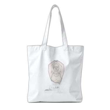 Imagem de Kit 10 Sacola Ecologica s Charmosas Reutilizáveis 38x41,5cm Com Estampa de Yoga