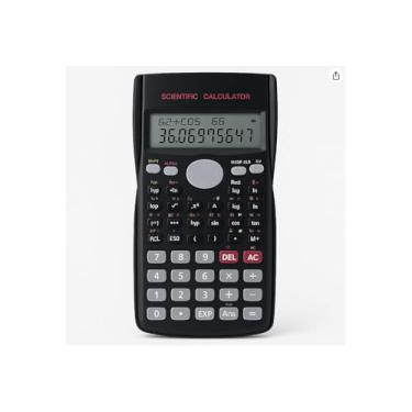 Imagem de Calculadora Científica com 240 Funções, Display de 2 Linhas, Preta, Plástico, 6x9x1cm, Capa Protetora, Portátil