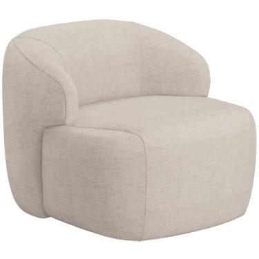 Imagem de Poltrona Decorativa Fixa Orgânica Para Sala Living Barolo L06 Linho Bege TC1-102 - Lyam Decor