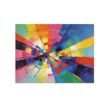 Imagem de Impressões abstratas em tela-Quadro texturizado para parede-Colorido 4-Pintura moderna para sala de estar 30x40cm Sem Moldura