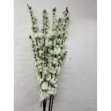 Imagem de Kit 10 Galhos de Cerejeira Pessegueiro Artificial 1,2m – Flores Grandes para Decoração de Casa e Eventos(VERDEADO)